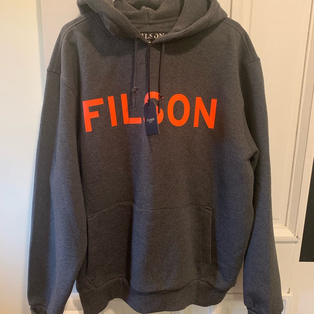 NWT Filson Graphic Hoodie Axe Dark Grey & Orange XL $88
